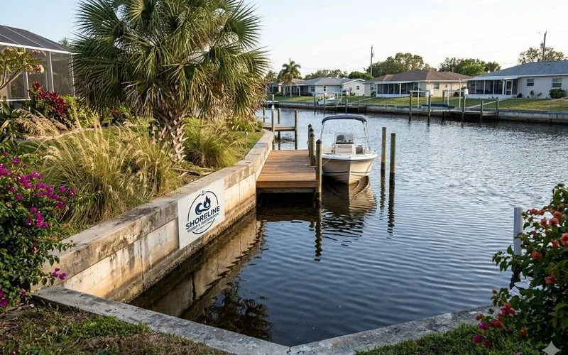 Canal-front home in Cape Coral showing proximity to water and seawall